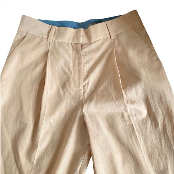 COS High Waisted Wide Leg Tapered Khaki Cotton Pants Size 2 - Picture 3 of 4